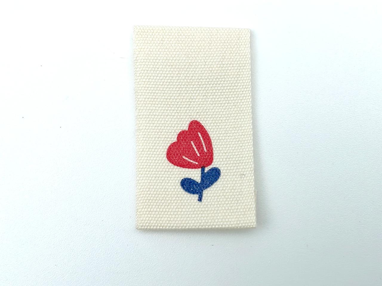 Baumwoll Label "Mohnblume" Rot