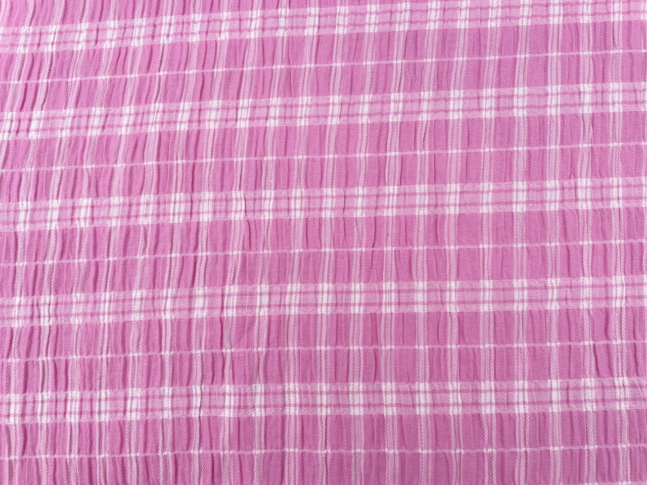 Baumwoll Seersucker "Karomuster" Rosa