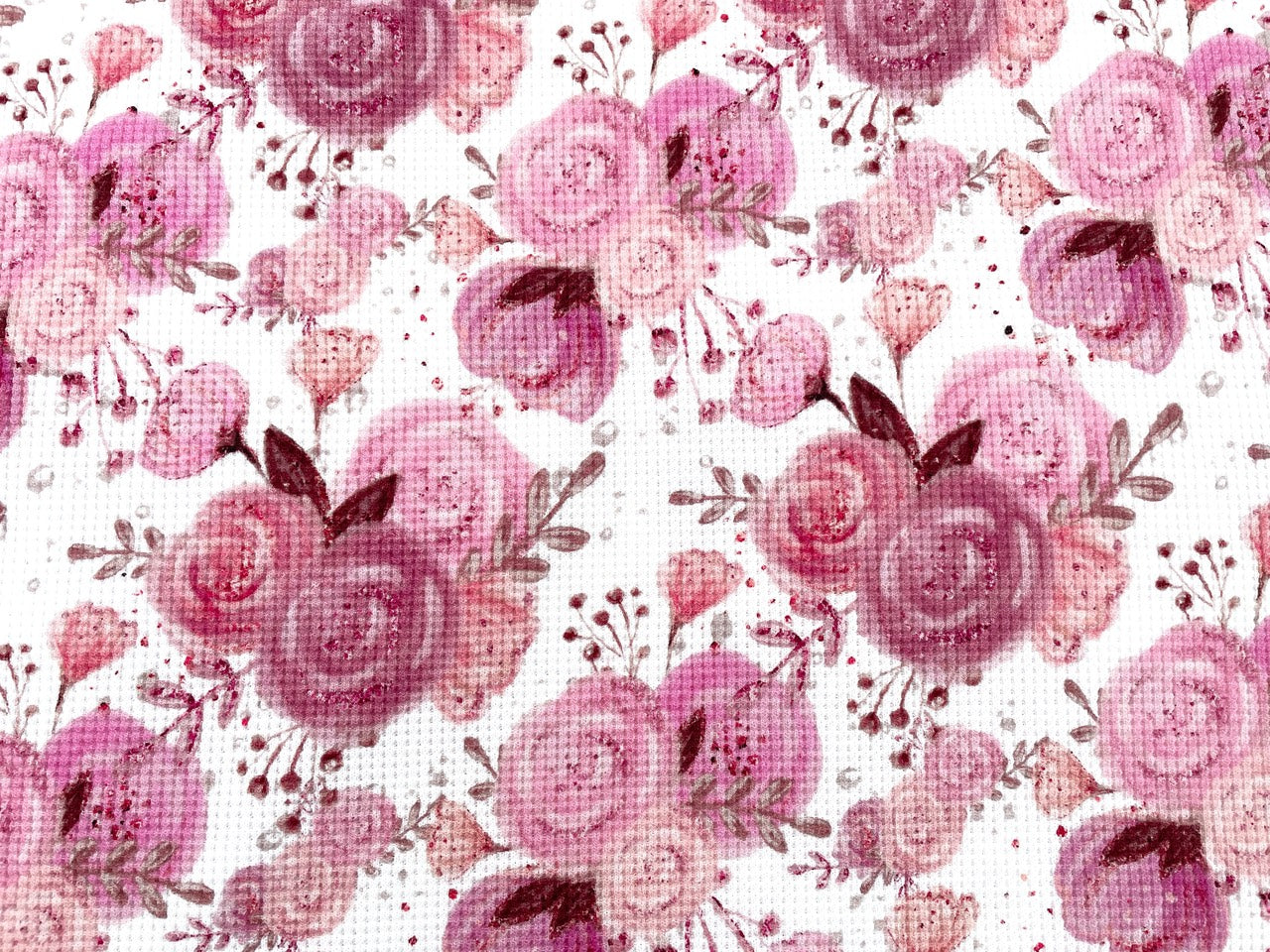 Digitaldruck Waffel Strick "Sparkling Rose"