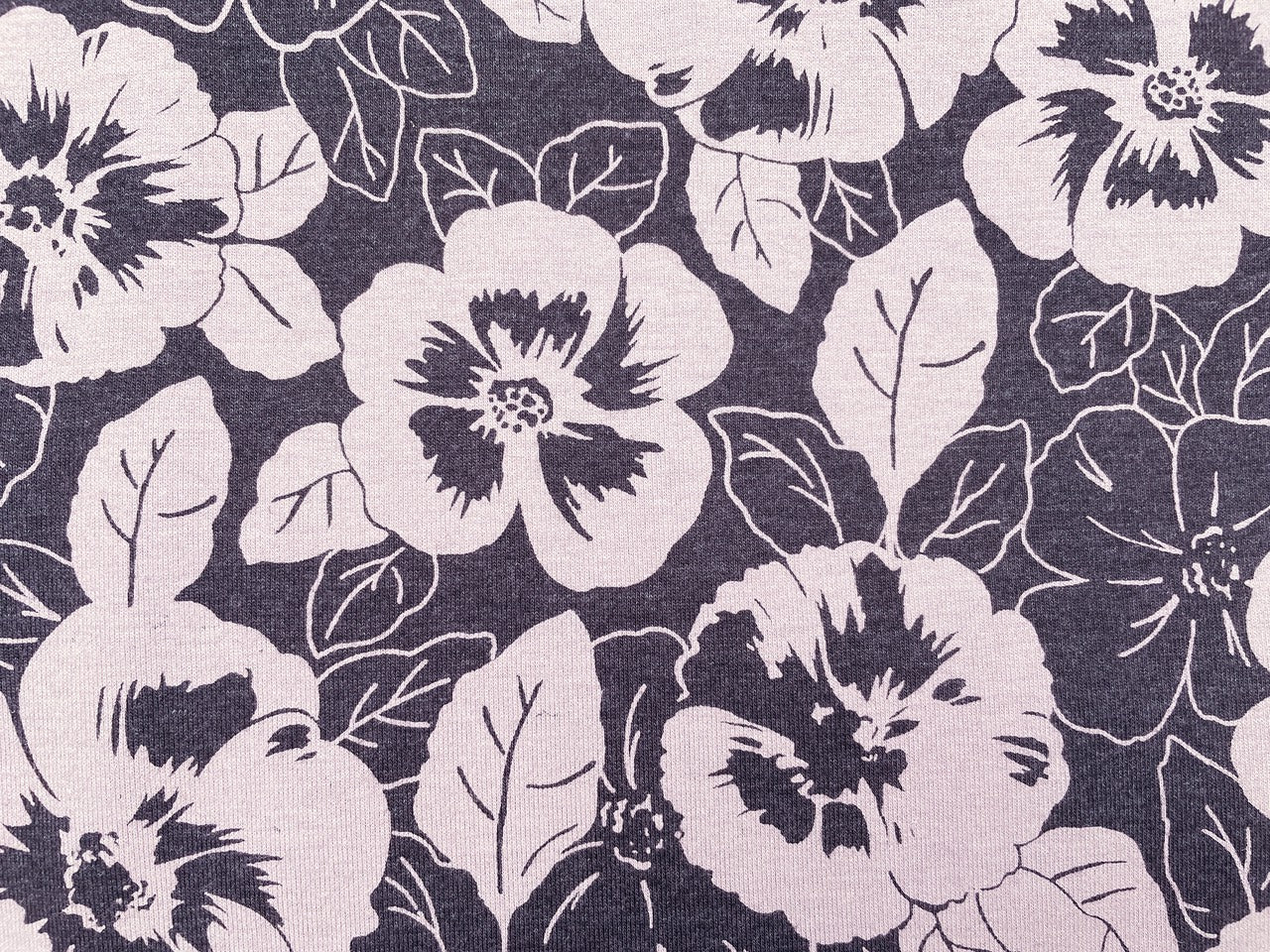 Jersey "große Blumen" Anthrazit Melange