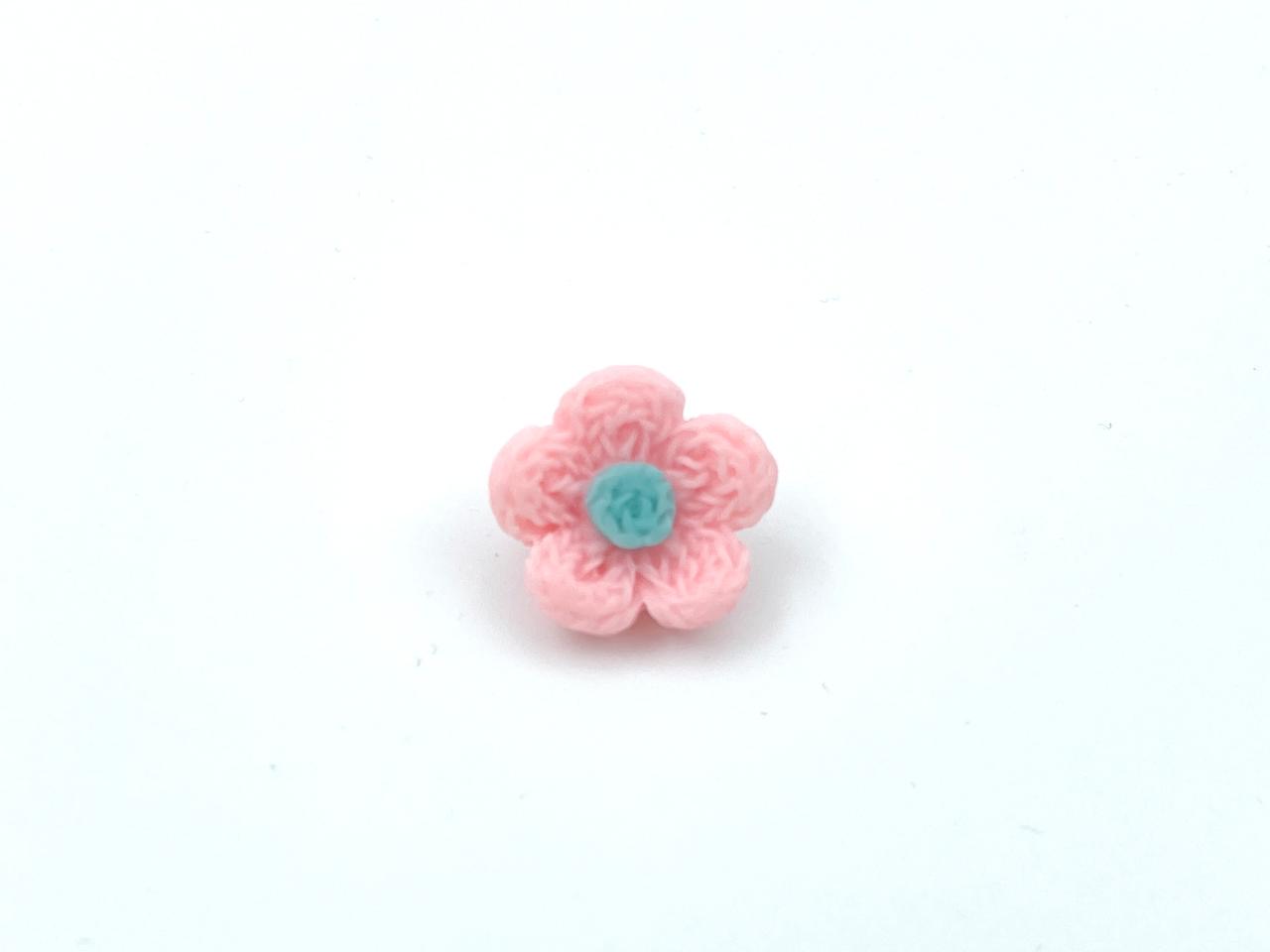 Kinder Knopf "Häkel Blume" 1,7cm Rosa