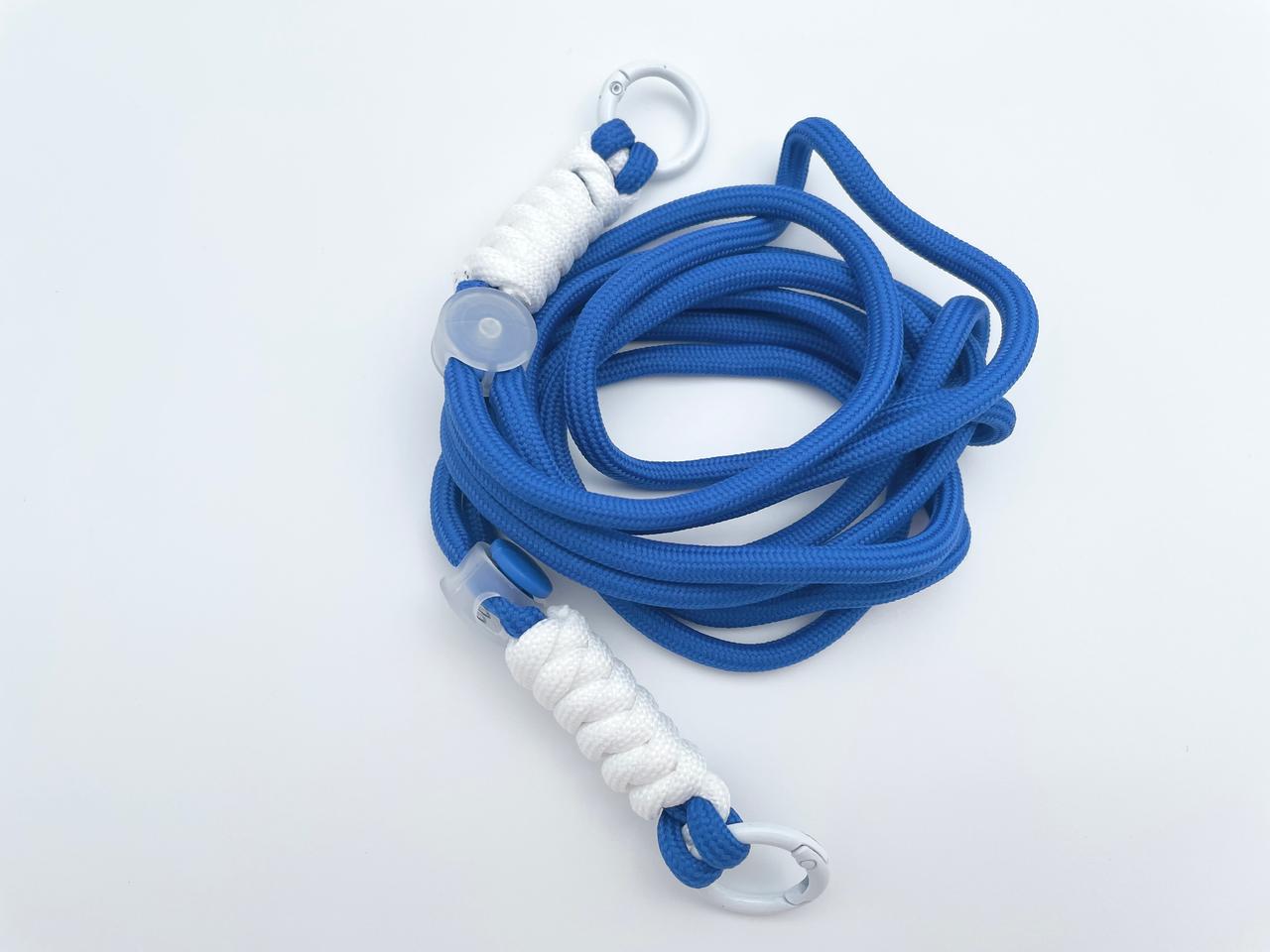 Kordel mit Karabinern 128cm Blau Weiß