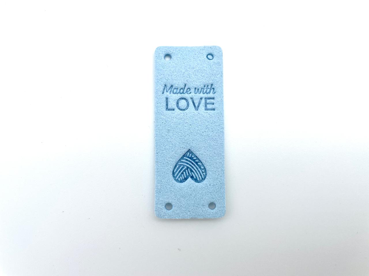 Kunstleder Label "Made with Love" Hellblau