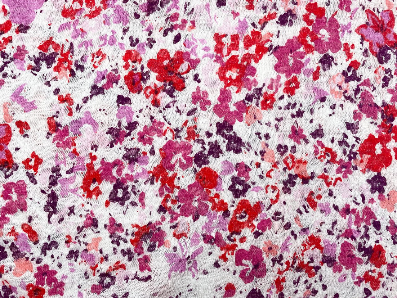 Leichter Viskose Sommerstrick "Little Flowers" Pink