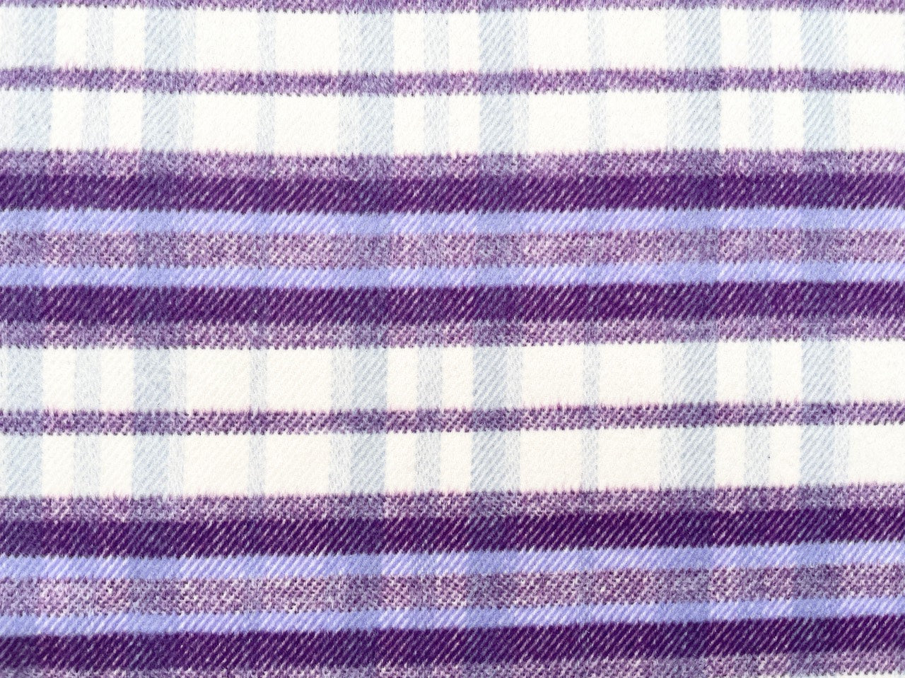 Mantel Wollstoff große Karos Lila Wollweiß