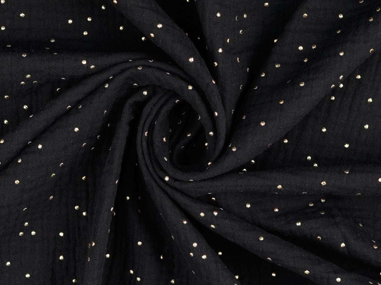 Musselin "Gold Dots" Schwarz