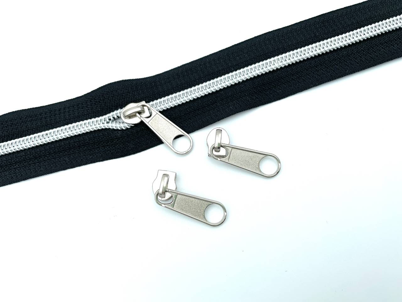 1 Meter Reißverschluss metallisiert Schwarz