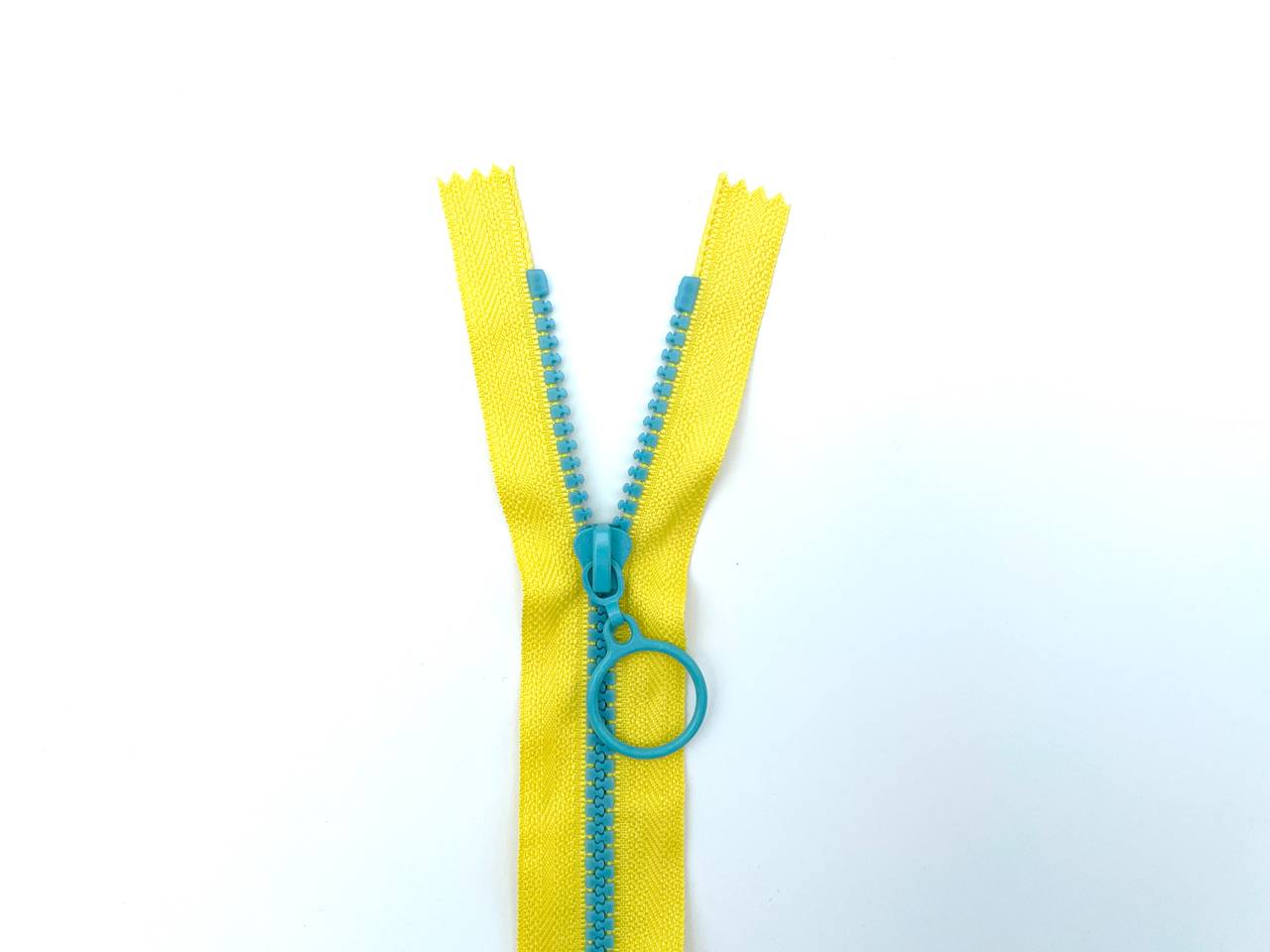 Reißverschluss mit Ringzipper 25cm Gelb Blau