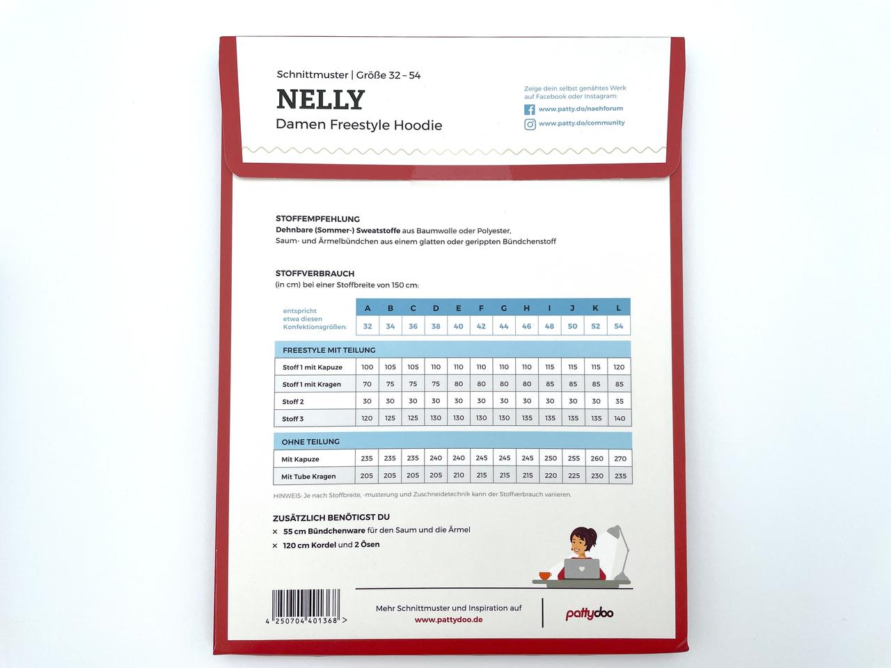 Pattydoo Schnittmuster Freestyle Hoodie "Nelly"