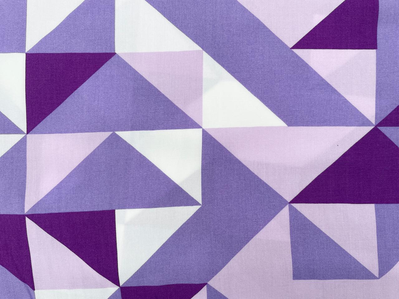 Viskose Popeline Frau Maerz "Geometrische Dreiecke" Lila