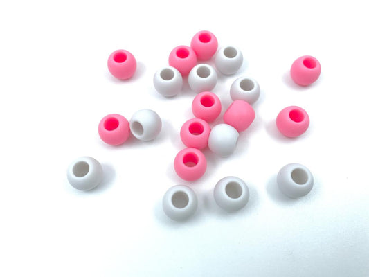 Großlochperlen Set 20 Stück Rosa / Weiß
