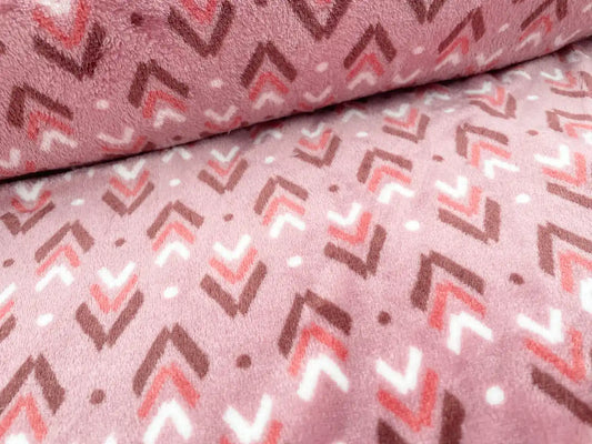 Flanell Fleece "Pfeilmuster" Altrosa