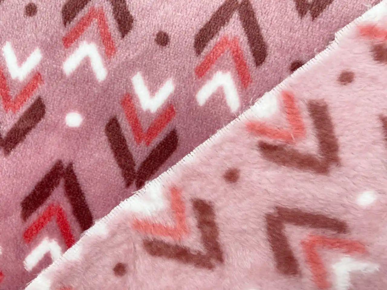 Flanell Fleece "Pfeilmuster" Altrosa