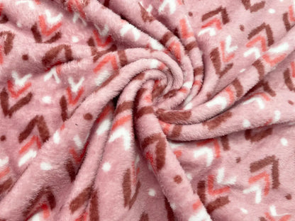 Flanell Fleece "Pfeilmuster" Altrosa