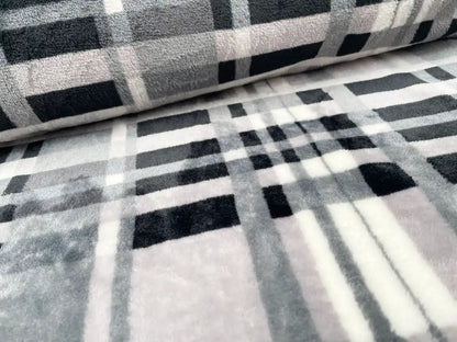 Flanell Fleece "Prince of Wales Check" Grau Schwarz