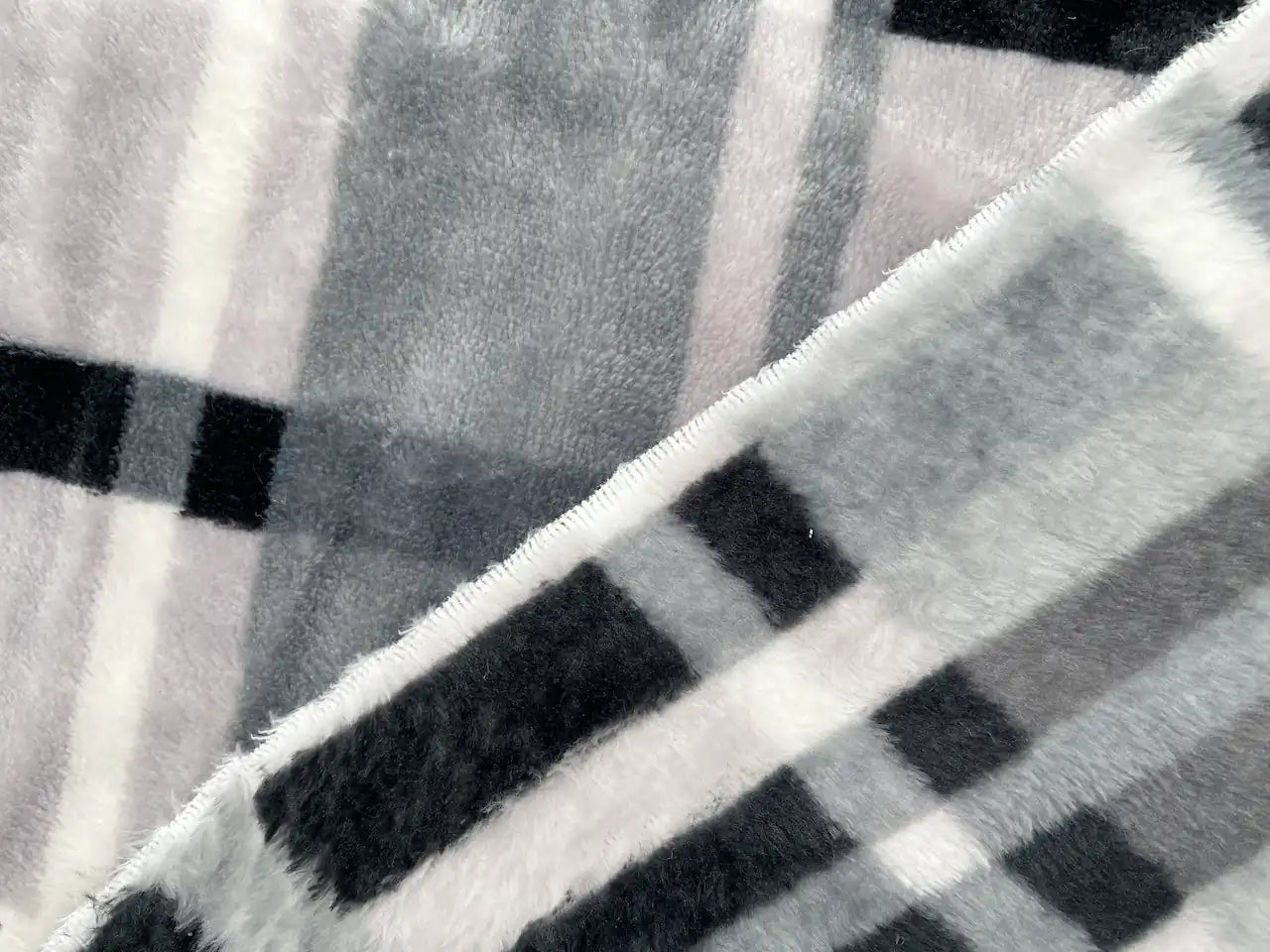 Flanell Fleece "Prince of Wales Check" Grau Schwarz