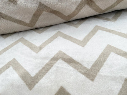 Flanell Fleece "Zick Zack" Beige