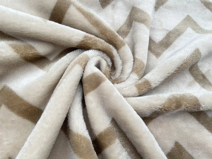 Flanell Fleece "Zick Zack" Beige