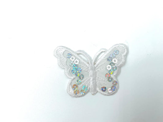 Patch zum Aufbügeln "Schmetterling" Weiß
