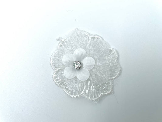 Aufnäher "Blume mit Strass" Weiß