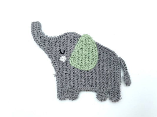 Häkel Aufnäher "Elefant" Grün