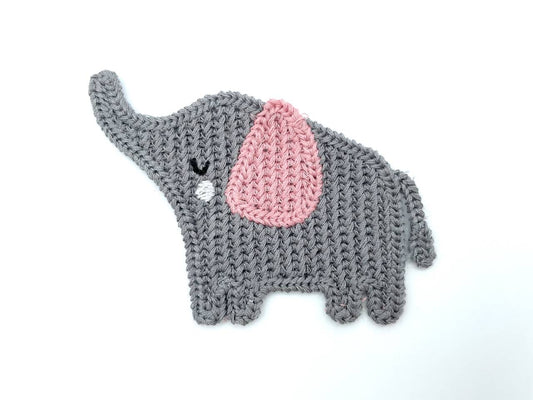 Häkel Aufnäher "Elefant" Rosa