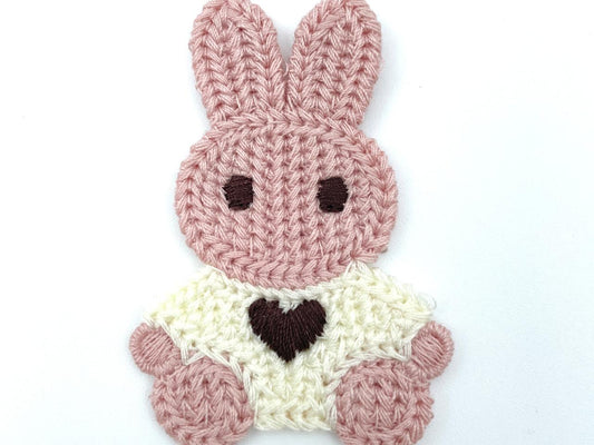 Häkel Aufnäher "Hase" Altrosa