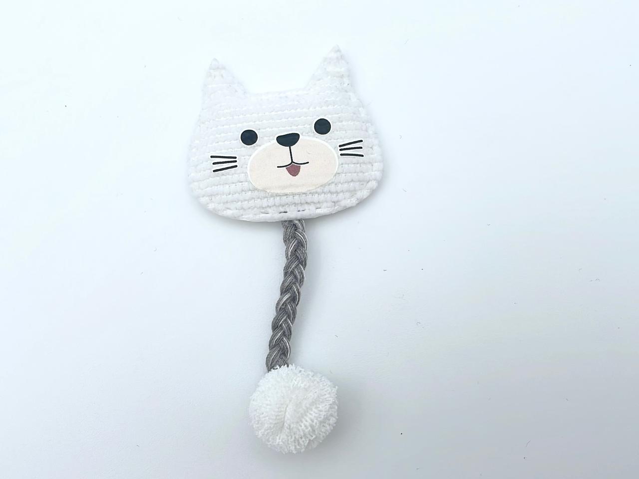 Aufnäher "Katze mit Bommel" Weiß