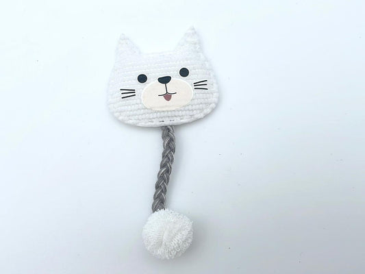 Aufnäher "Katze mit Bommel" Weiß