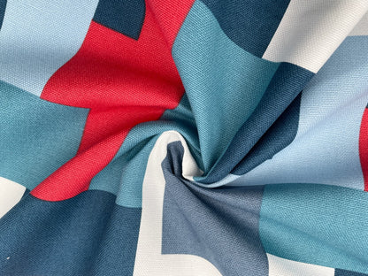 Baumwoll Canvas Tillisy Muster Blau Rot
