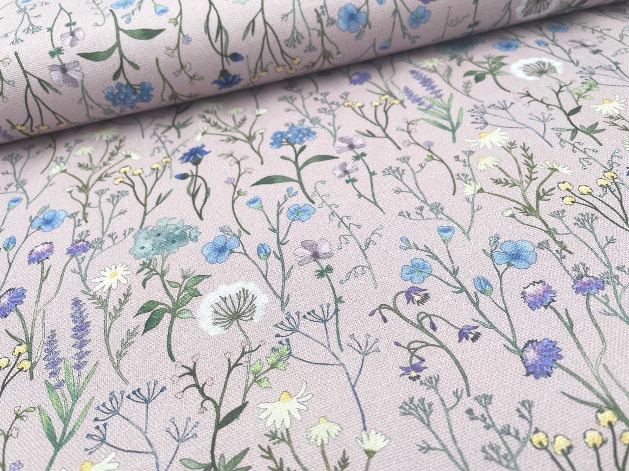 Baumwoll Canvas "Wildblumen" Old Rose