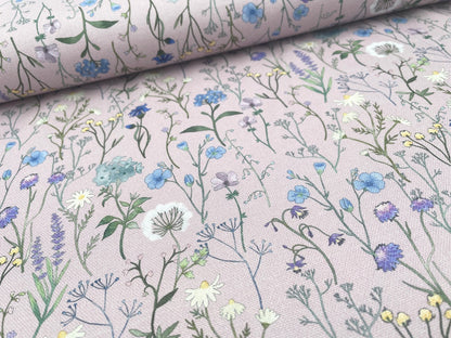 Baumwoll Canvas "Wildblumen" Old Rose