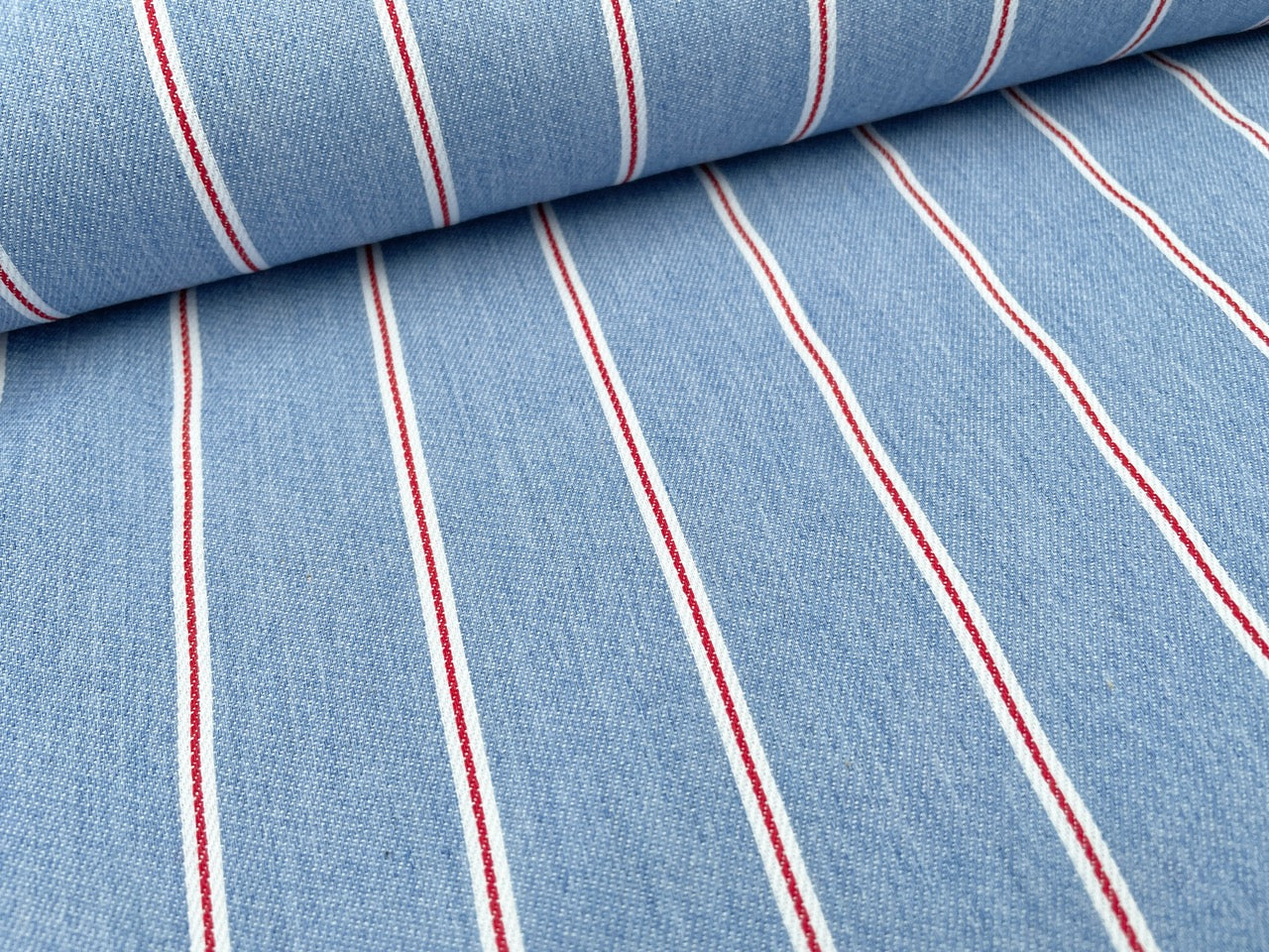 Baumwoll Jeans Stoff "Denim Streifen"