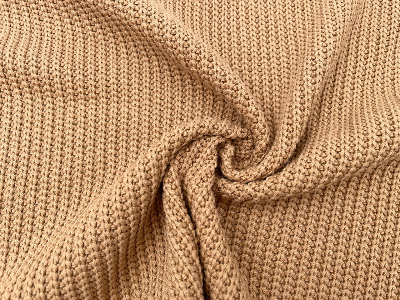 Baumwoll Grob Strick "Big Knit" Karamell Reststück 49cm x 150cm