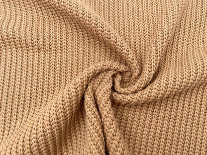 Baumwoll Grob Strick "Big Knit" Karamell Reststück 49cm x 150cm