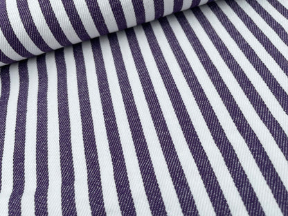 Baumwoll Jeans-Stoff Lila Weiß gestreift