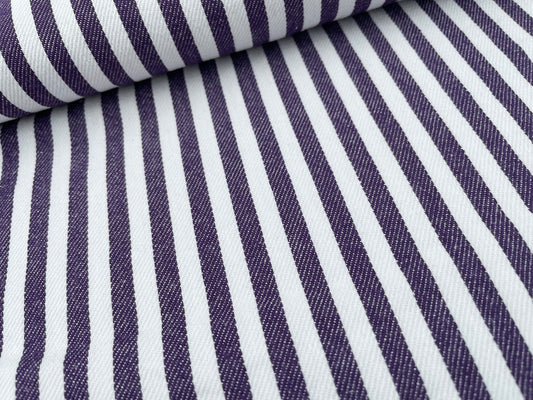 Baumwoll Jeans-Stoff Lila Weiß gestreift