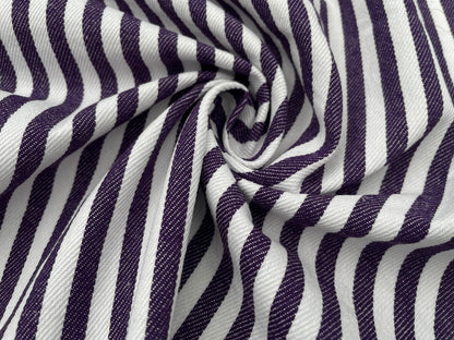 Baumwoll Jeans-Stoff Lila Weiß gestreift