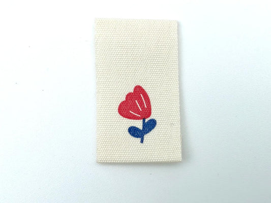 Baumwoll Label "Mohnblume" Rot