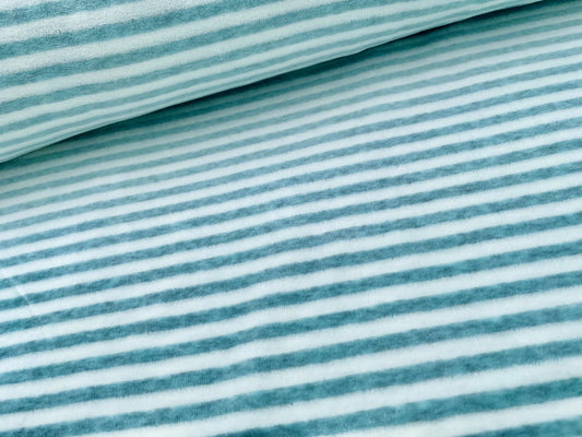 Baumwoll Nicki Petrol Melange Streifen Reststück 60cm x 150cm