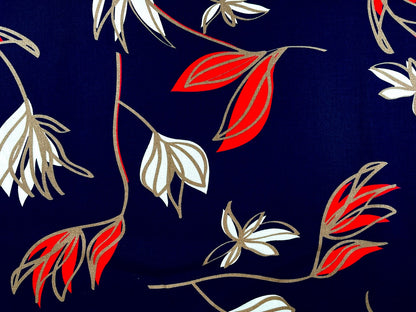 Baumwoll Satin "Große Blüten" Reststück 75cm x 145cm