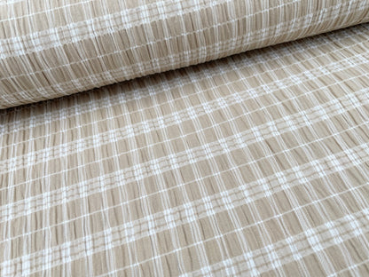 Baumwoll Seersucker "Karomuster" Beige