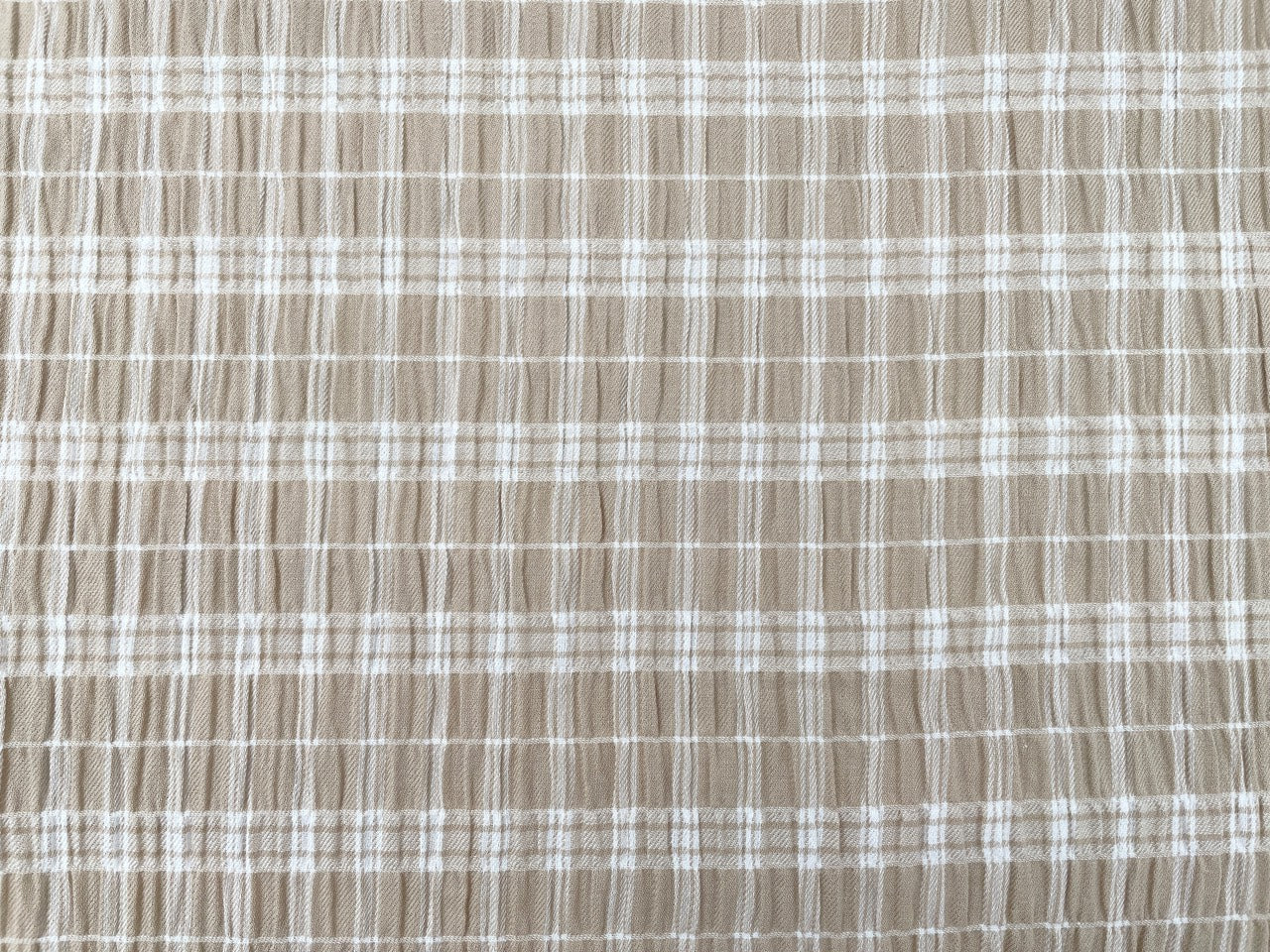 Baumwoll Seersucker "Karomuster" Beige