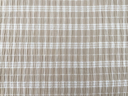 Baumwoll Seersucker "Karomuster" Beige