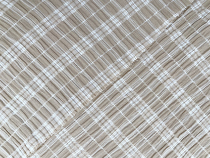 Baumwoll Seersucker "Karomuster" Beige