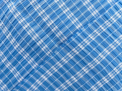 Baumwoll Seersucker "Karomuster" Blau
