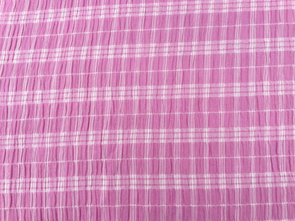 Baumwoll Seersucker "Karomuster" Rosa