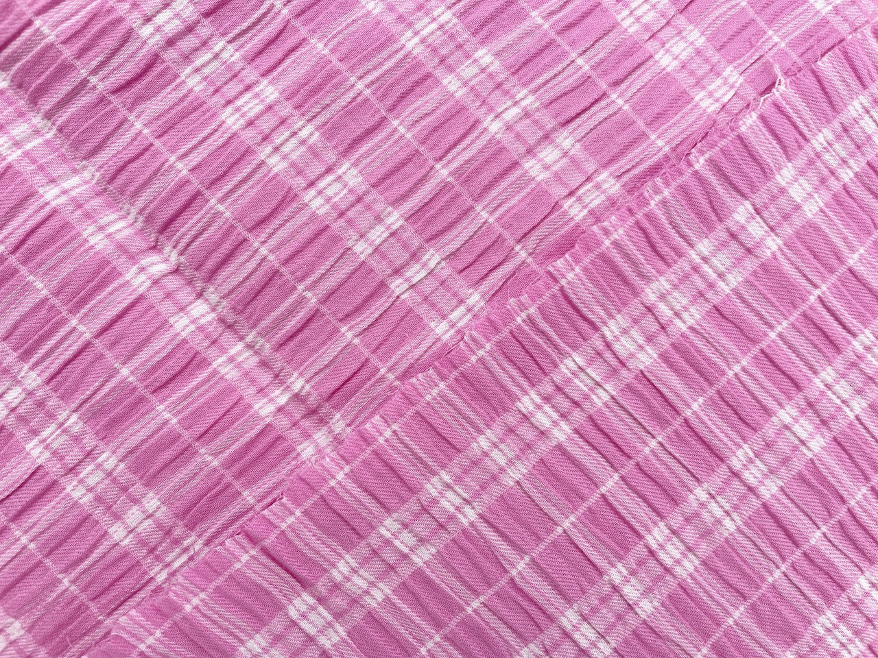 Baumwoll Seersucker "Karomuster" Rosa