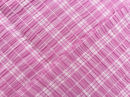 Baumwoll Seersucker "Karomuster" Rosa
