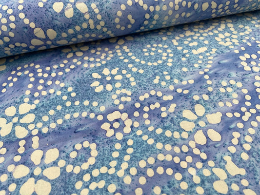 Baumwoll Stoff UNIQUE CRAFTED BATIK COTTON "Blumenmuster" Lavender